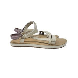 Teva Universal Leather Strappy Sandal White Beige sz 9